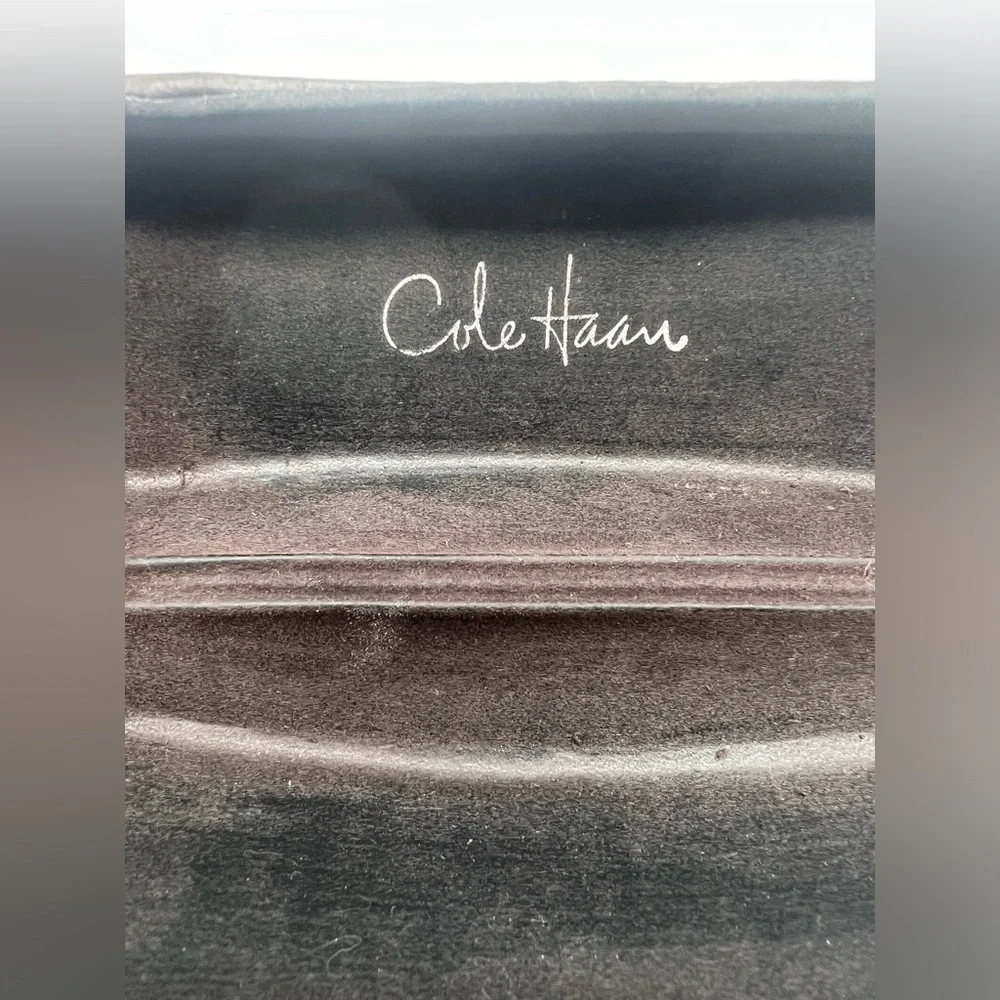 Cole Haan dark brown faux leather large sunglass case unisex